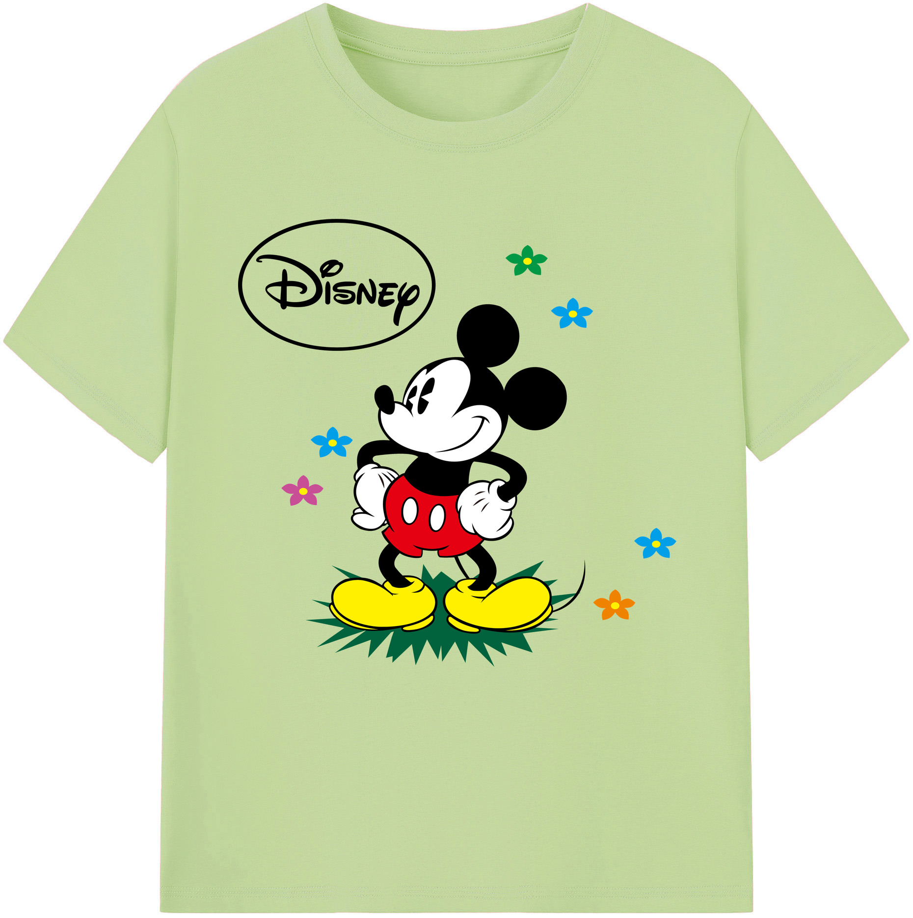 （画像用） ミッキーマウス Mickey Mouse 綿100％半袖Tシャツ（フロントプリント）